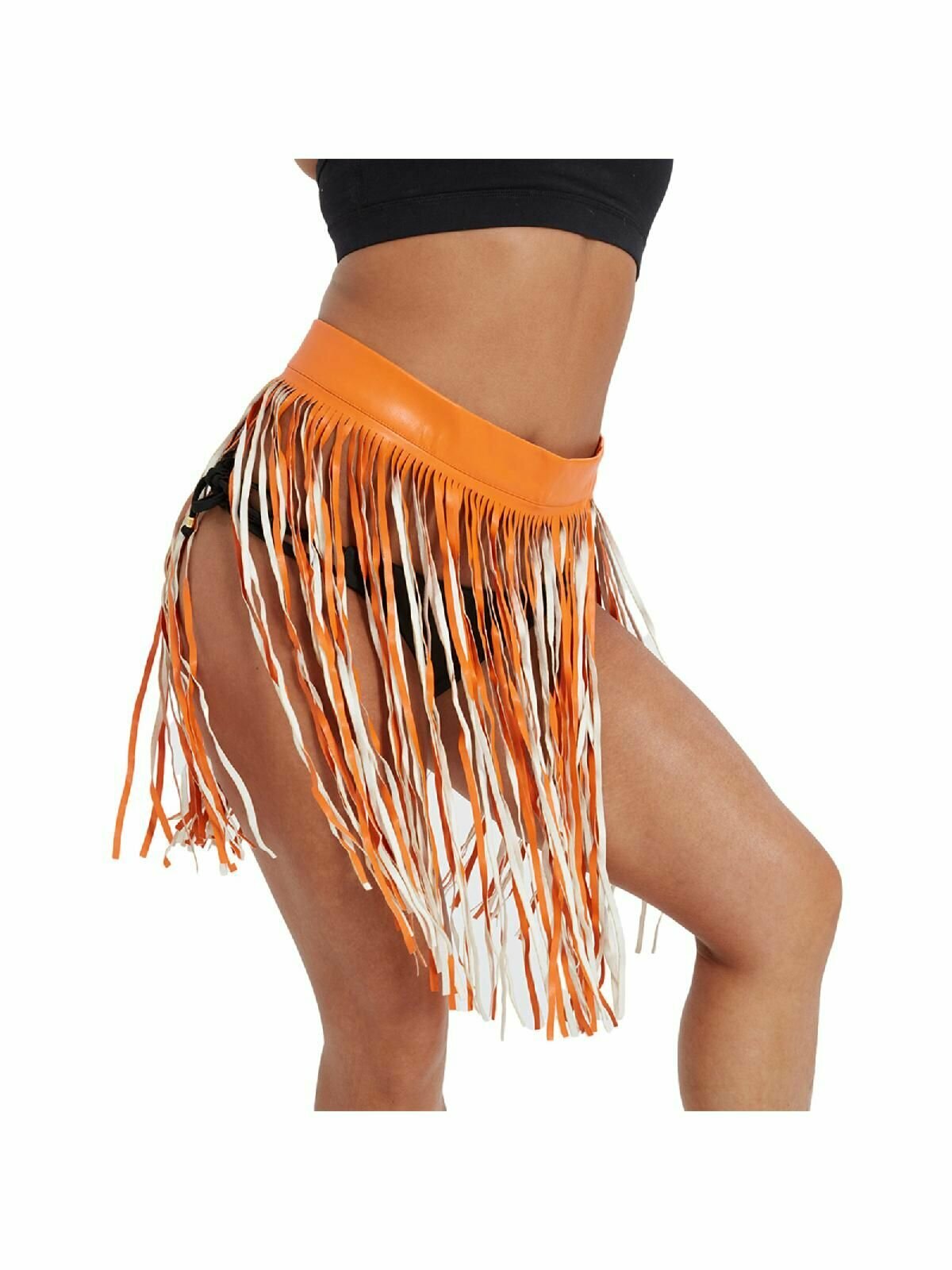 Мини-юбка из искусственной кожи с бахромой