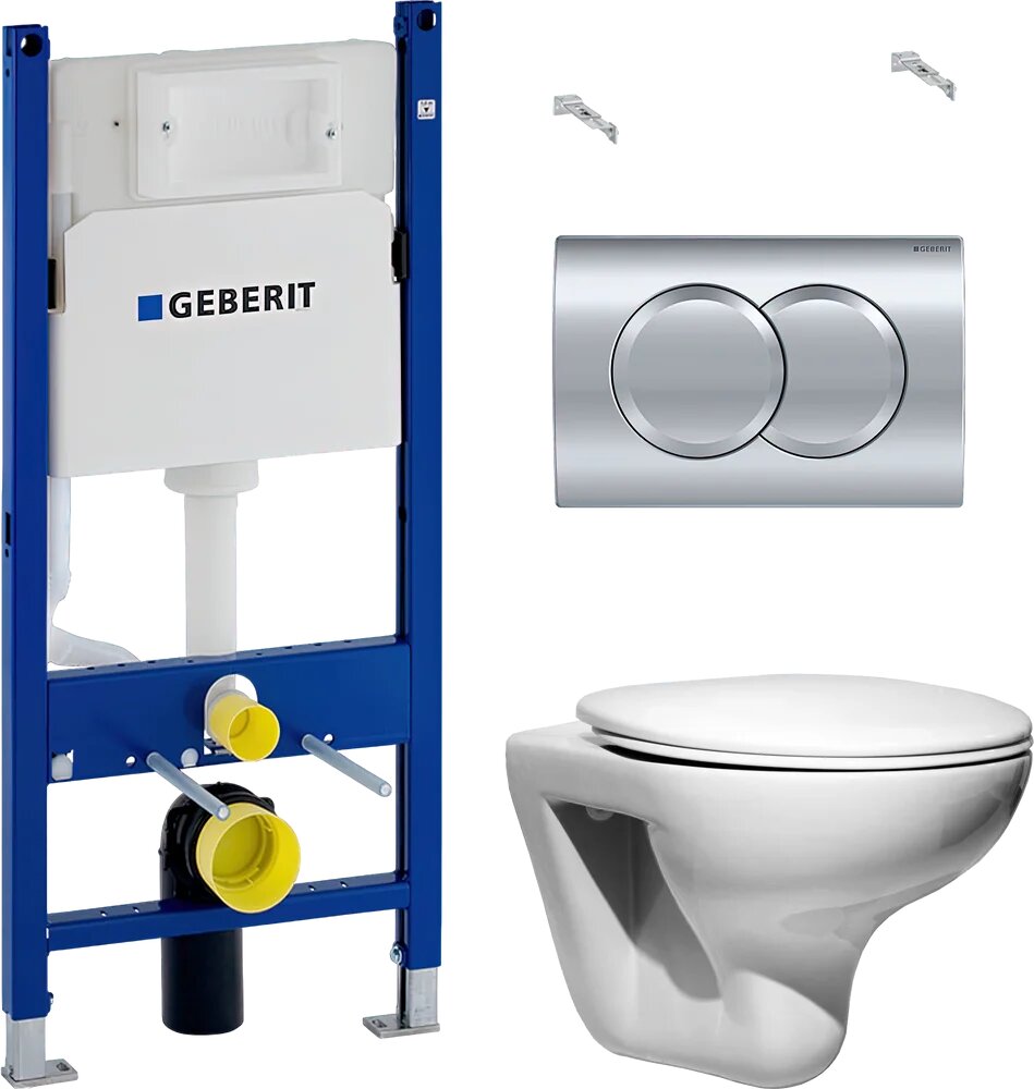 Комплект 3 в 1 Унитаз подвесной Roca Mateo 346200000 / Сиденье DIWO Матео 0346 быстросъемное с микролифтом / Инсталляция с кнопкой Geberit Duofix Delta 458.149.21.1 цвет хром