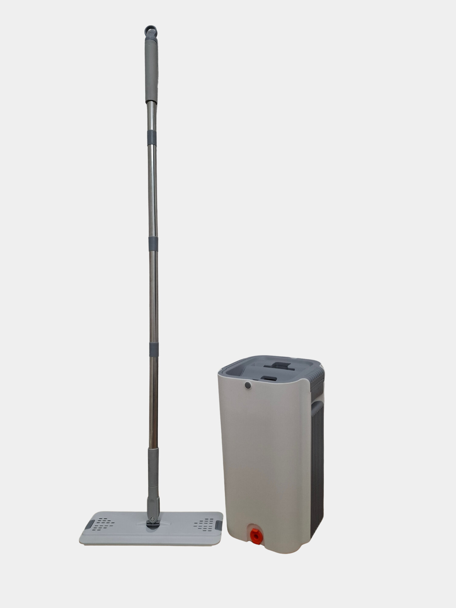 Умная швабра с отжимом и ведро серого цвета для мытья пола и окон