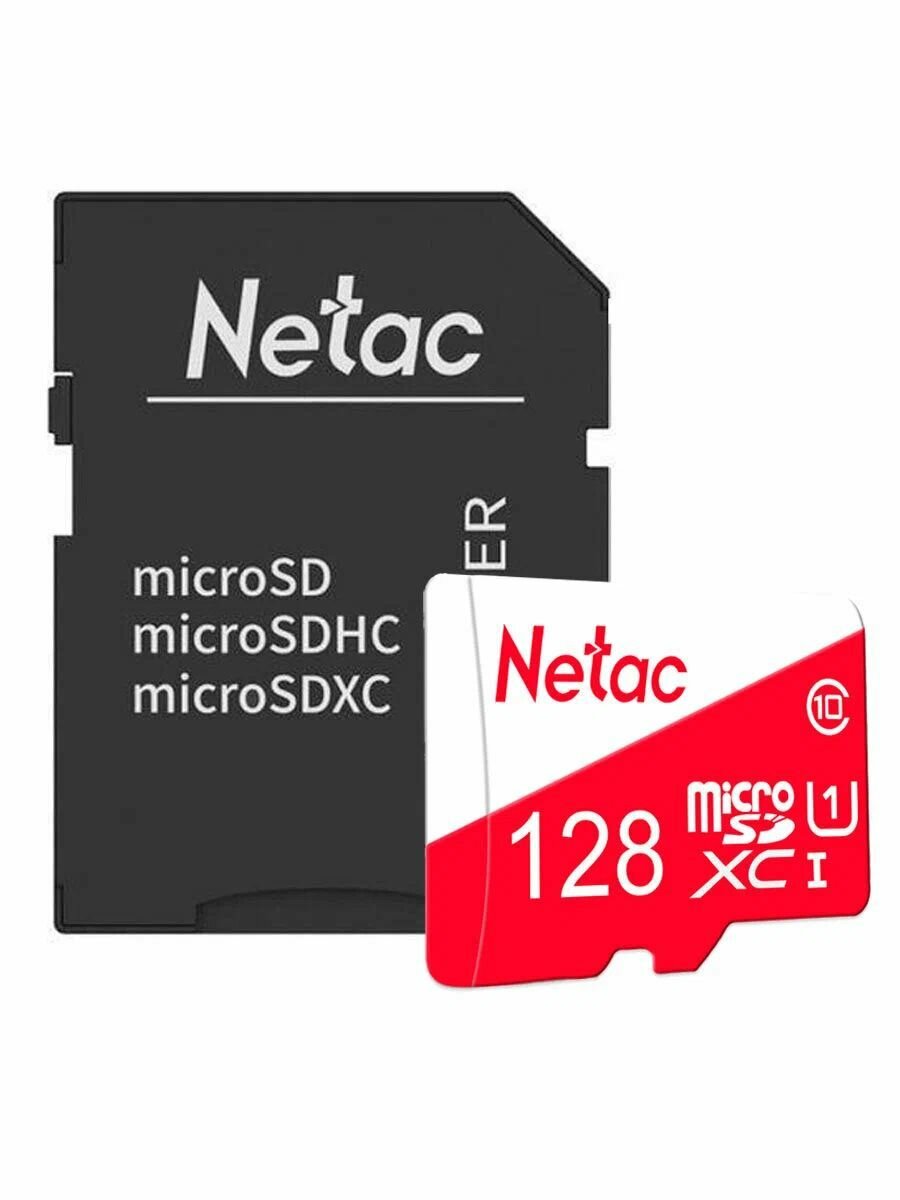 Карта памяти Netac MicroSD P500 Eco Class 10 UHS-I + SD адаптер,128GB