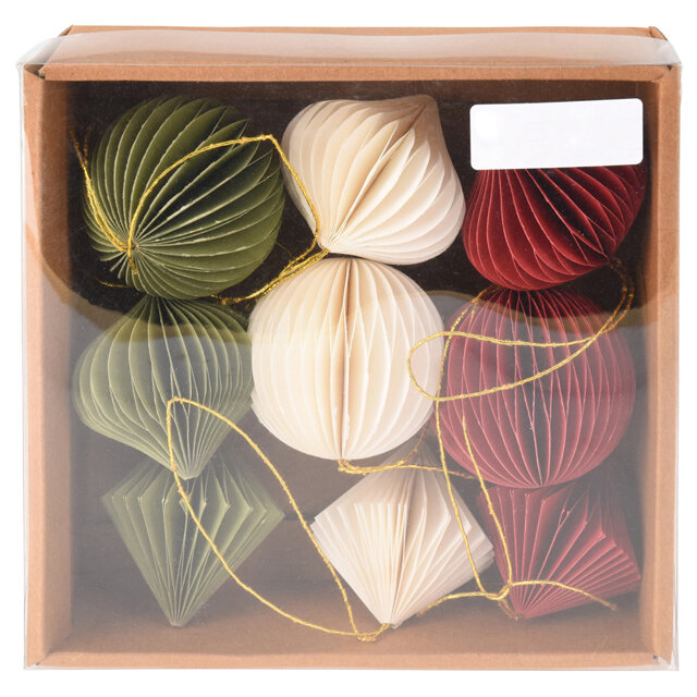 Набор подвесных украшений из бумаги Соты - Праздничный Микс 6 см, 9 шт, Koopman, A64102720