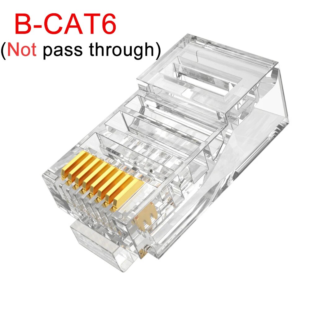 RJ45 B-CAT6 коннектор, 20шт, прозрачный