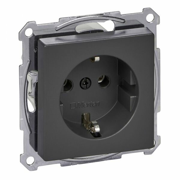 Schneider Electric Merten SM Антрацит Розетка с/з безвинт. зажим, MTN2301-0414, 1 шт.