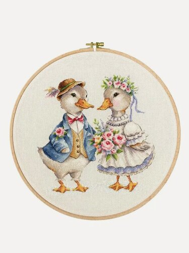Изображение товара Набор для вышивания Золотое Руно ВК-086 "Милая парочка", вышивка крестом, размер 22,5 х 22 см. мулине хлопок