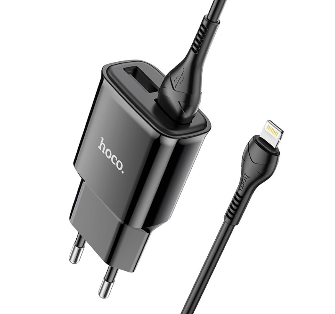 Сетевое зарядное устройство, 2 USB 2.4A (C88A), HOCO, Lightning, черный