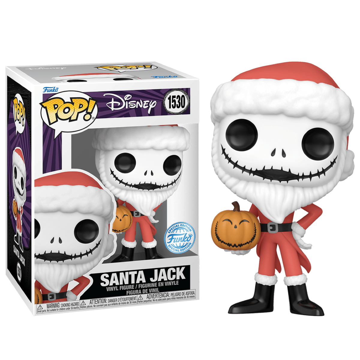 Фигурка Funko POP! Джек Скеллингтон в костюме Санты с тыквой (Santa Jack) #1530