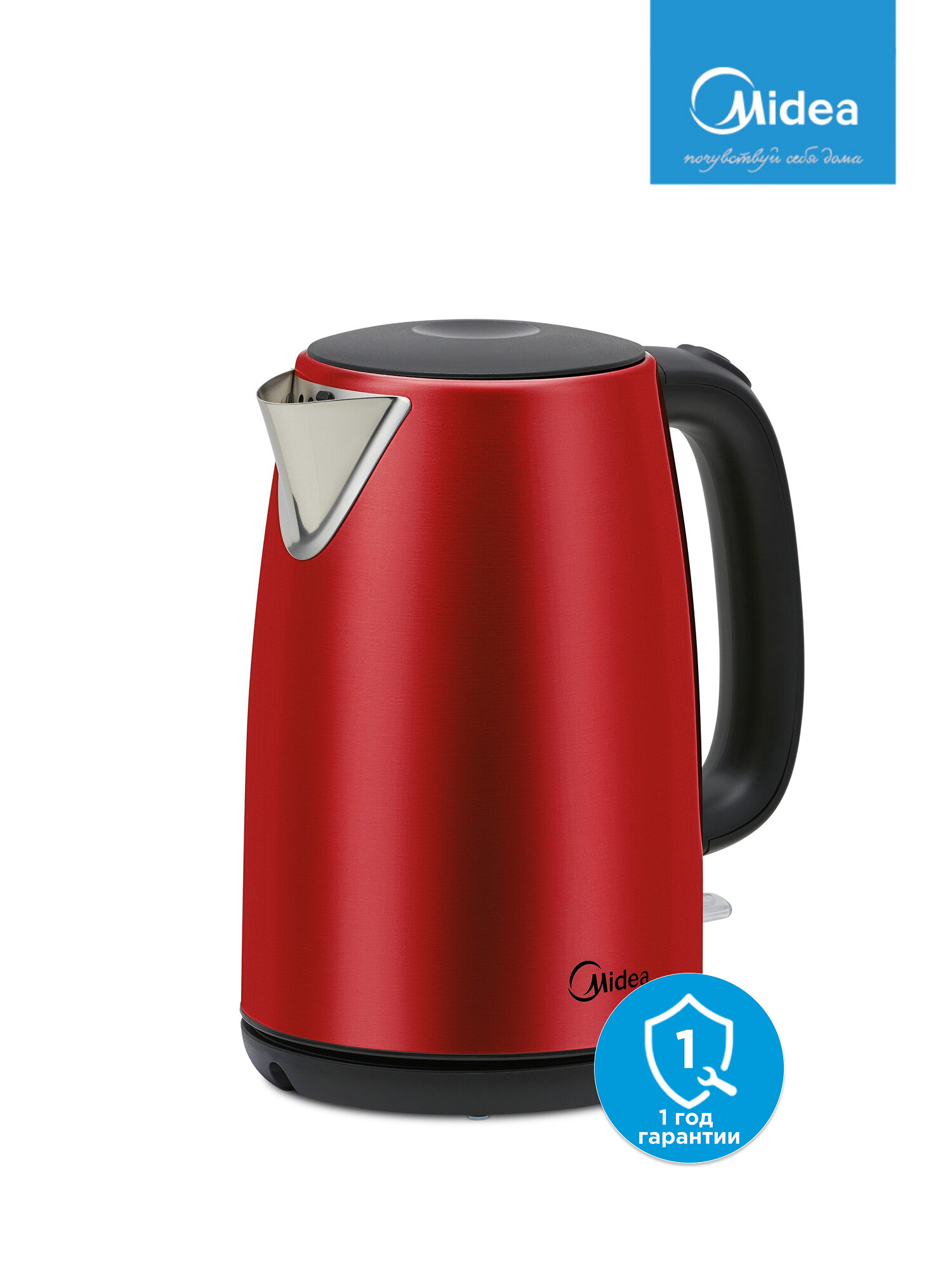 Чайник электрический Midea MK-8022 17 л 1800 Вт контроллер Strix автоотключение индикация уровня воды съемный фильтр нержавеющая сталь красный матовый