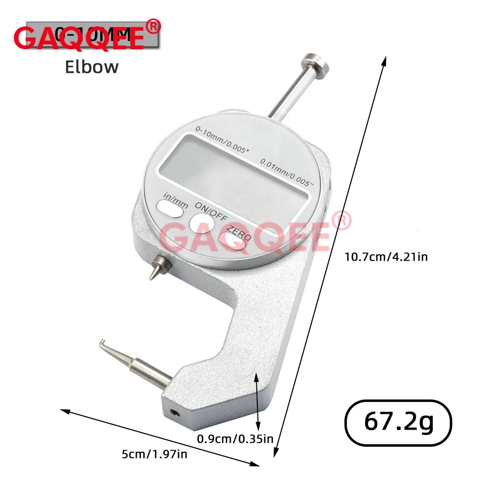 Цифровой толщиномер Gaqqee 0-10/20 мм, 0-10MM elbow