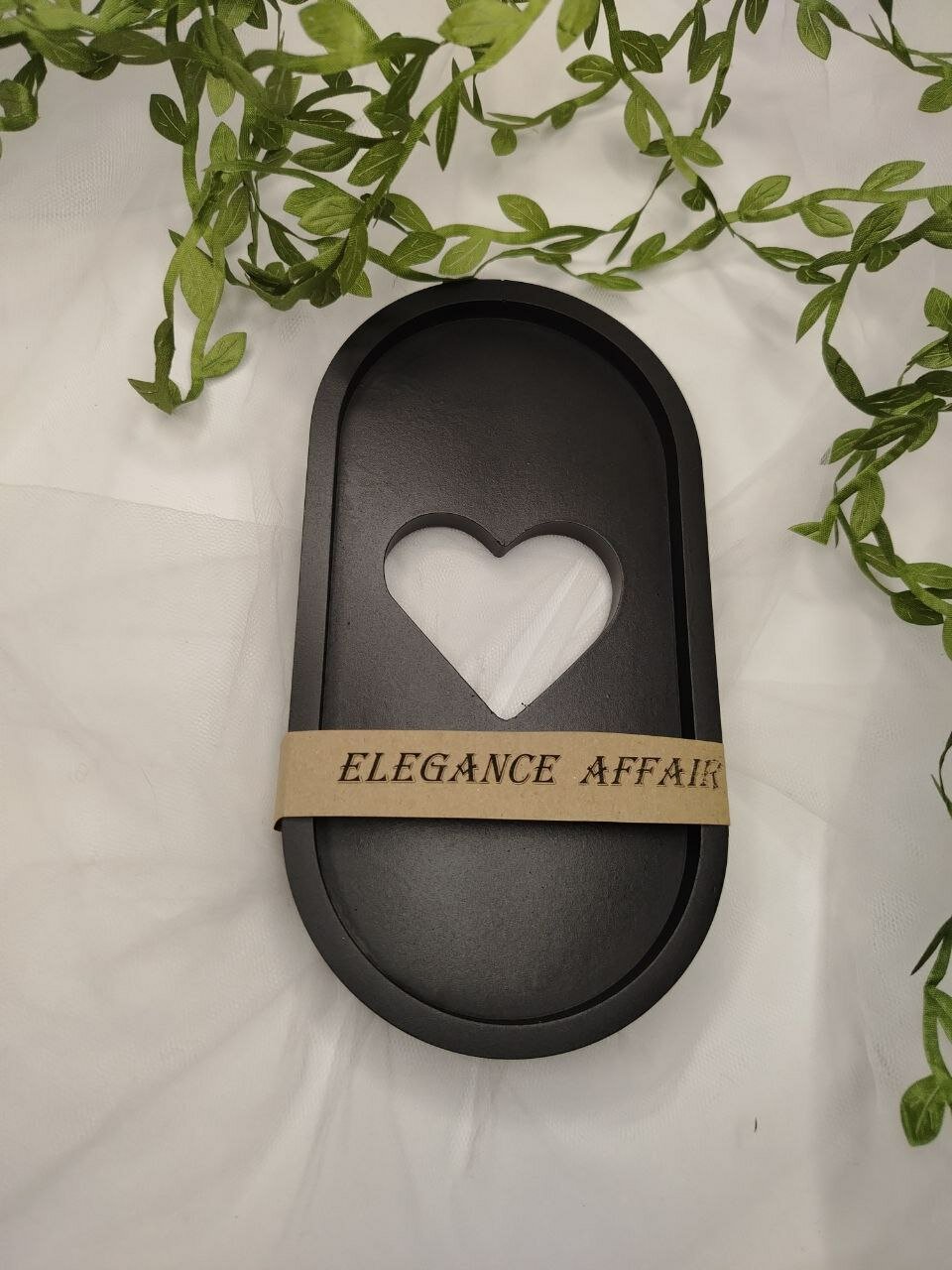 Elegance Affair Подставка для мелочи Черная с Золотой Поталью + Подарок! Стильный декор для дома, ручная работа