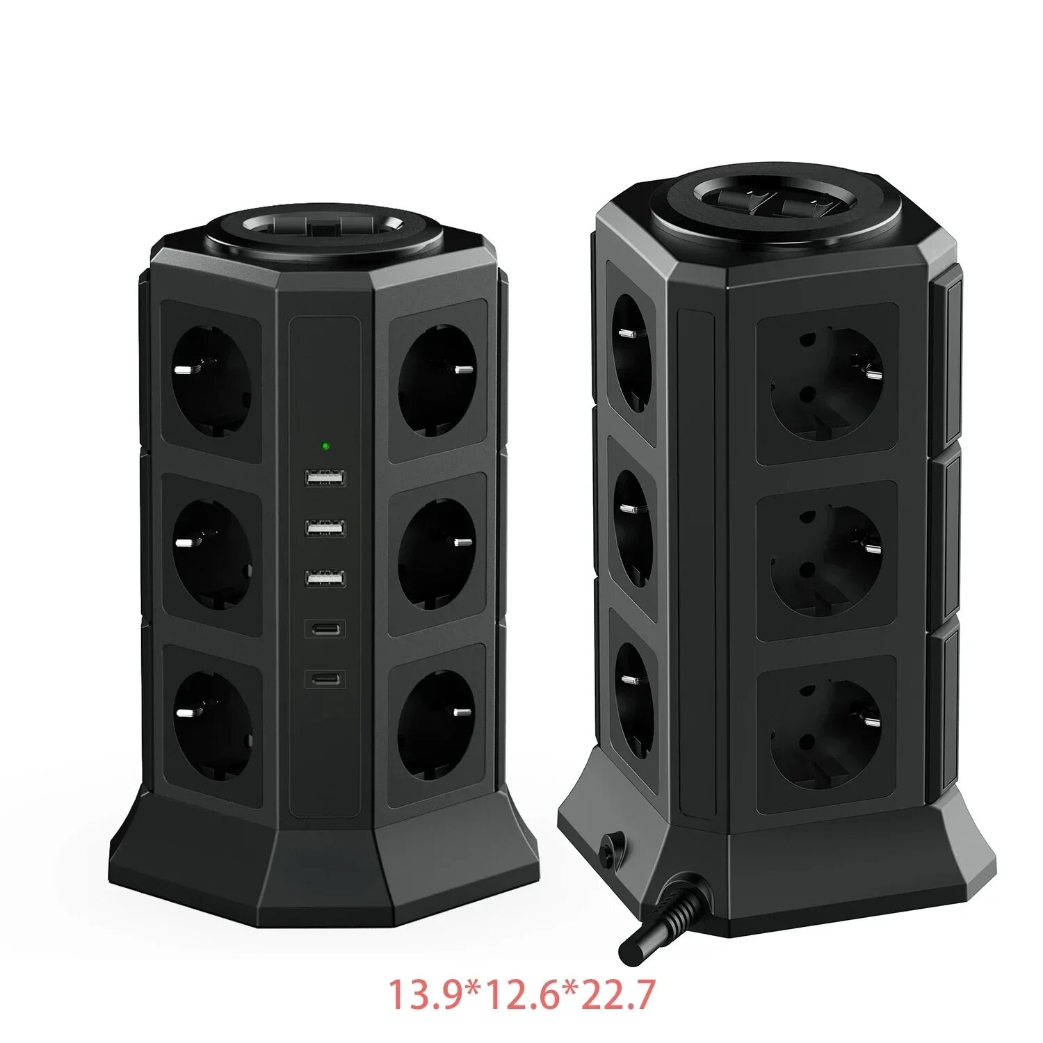 Melery Tower Удлинитель 12 розеток с 3 USB 2 м, EU PLUG SOCKET — фото 1