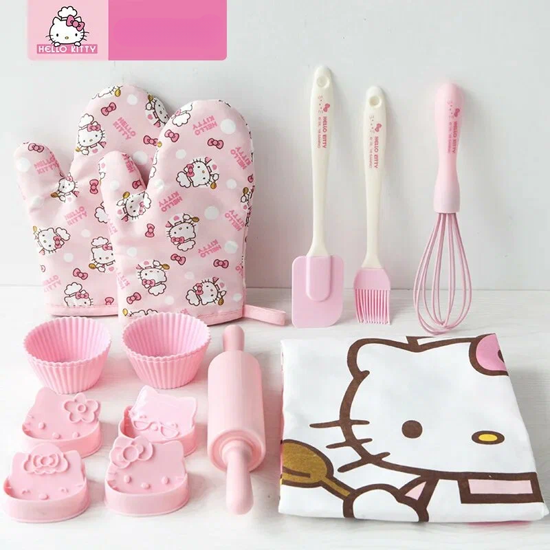 Hello Kitty детский набор из формочек для выпечки, фартука, перчаток, розового цвета Набор из 15 предметов