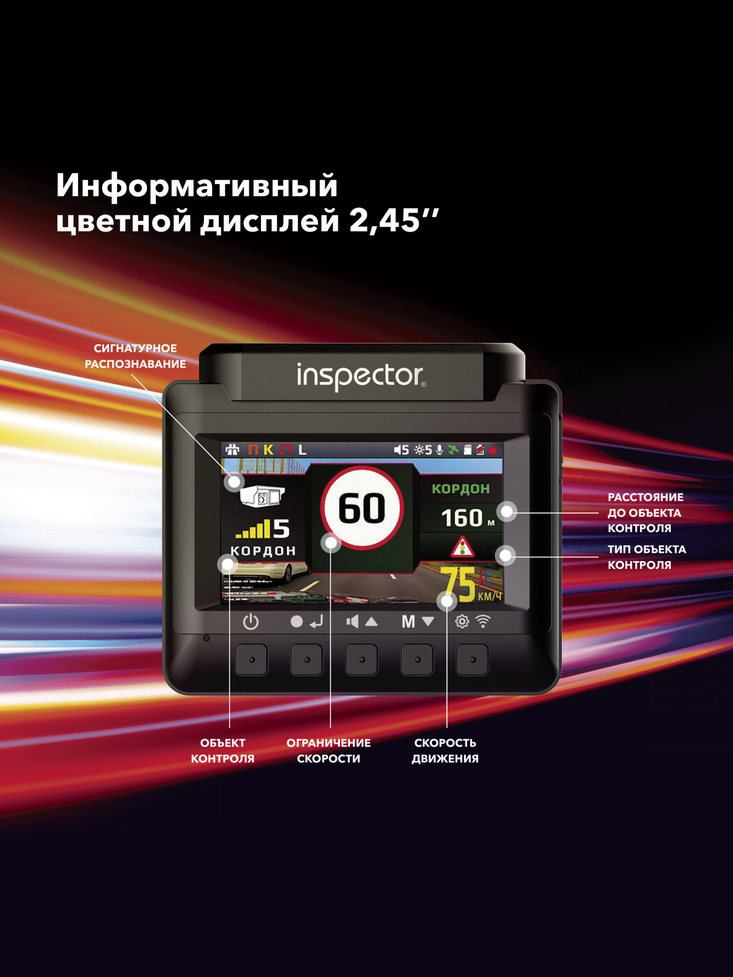 Автомобильный видеорегистратор INSPECTOR BRAVO S (signature WiFi) с радар детектором, антирадар, ГЛОНАСС, гибрид, комбо устройство 2 в 1, сигнатурный — фото 1