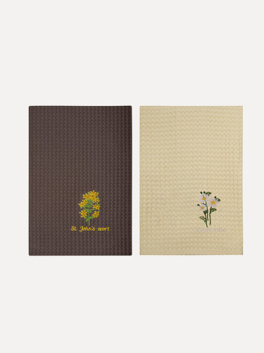 Изображение товара Полотенце кухонное BELLEHOME с вышивкой "Луговая ромашка", 50х70, 2 шт, 100% хлопок