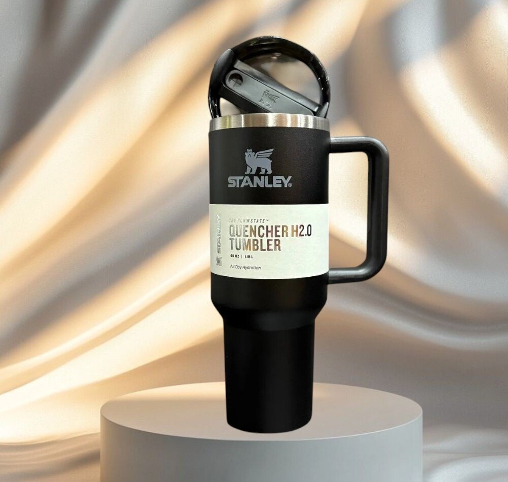 Термокружка из нержавеющей стали Stanley 1.18л, Черный + колпачок для трубочки в подарок