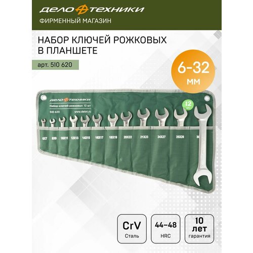 Набор ключей рожковых 12 штук планшет тетрон Дело Техники 510620 4284₽