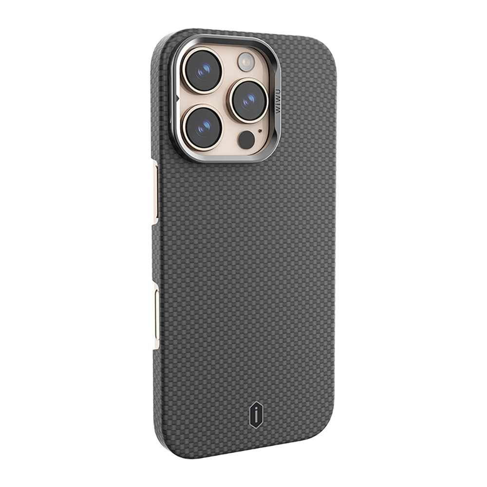 Чехол-накладка из кевлара для iPhone 16 Pro Max / Wiwu Aramid Armor Saling DCC-208 / Black — фото 1