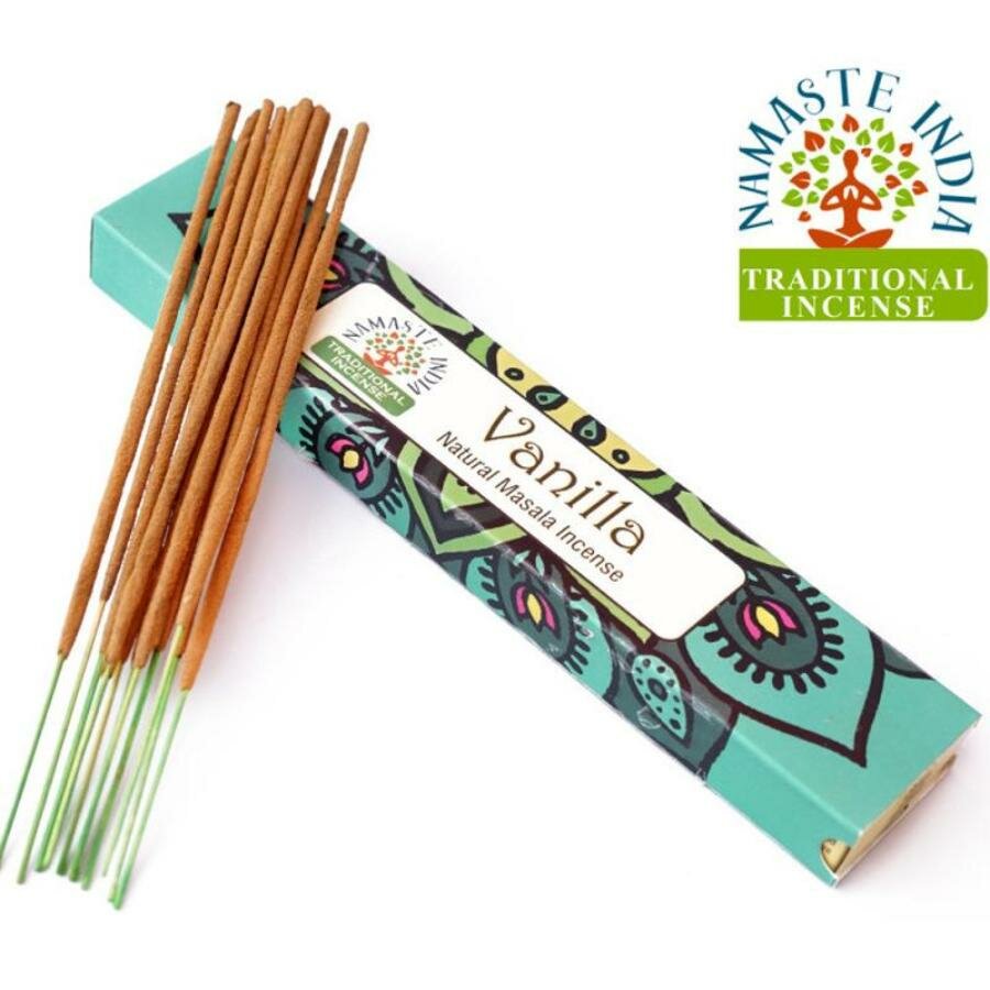 VANILLA Natural Masala Incense, Namaste India (ваниль натуральные масала благовония, Намасте Индия), уп. 15 г.