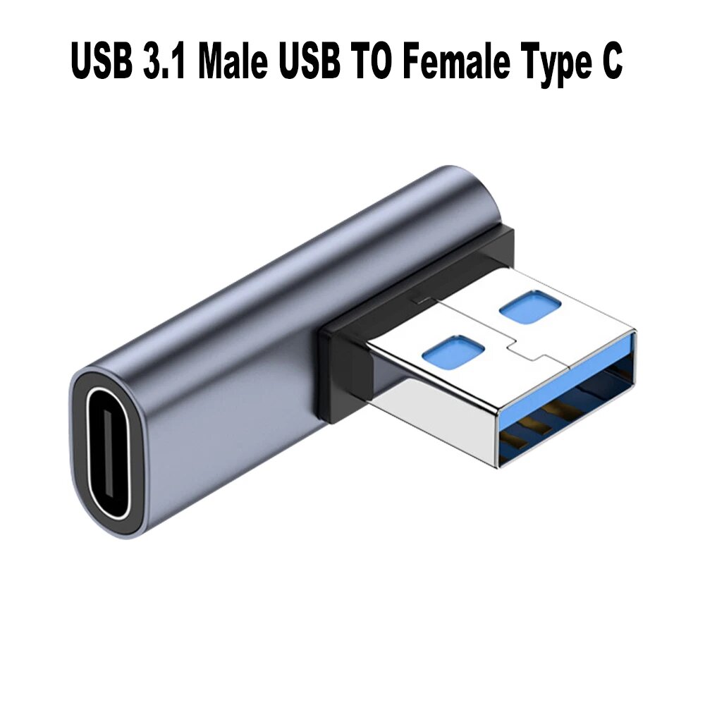 90-градусный локоть OTG USB 3.1 Gen2 Тип A/C To C Адаптер для iPhone 15 16 Pro Macbook Samsung Huawei PD 60 Вт Разъем для зарядного устройства для передачи данных, USB A To C