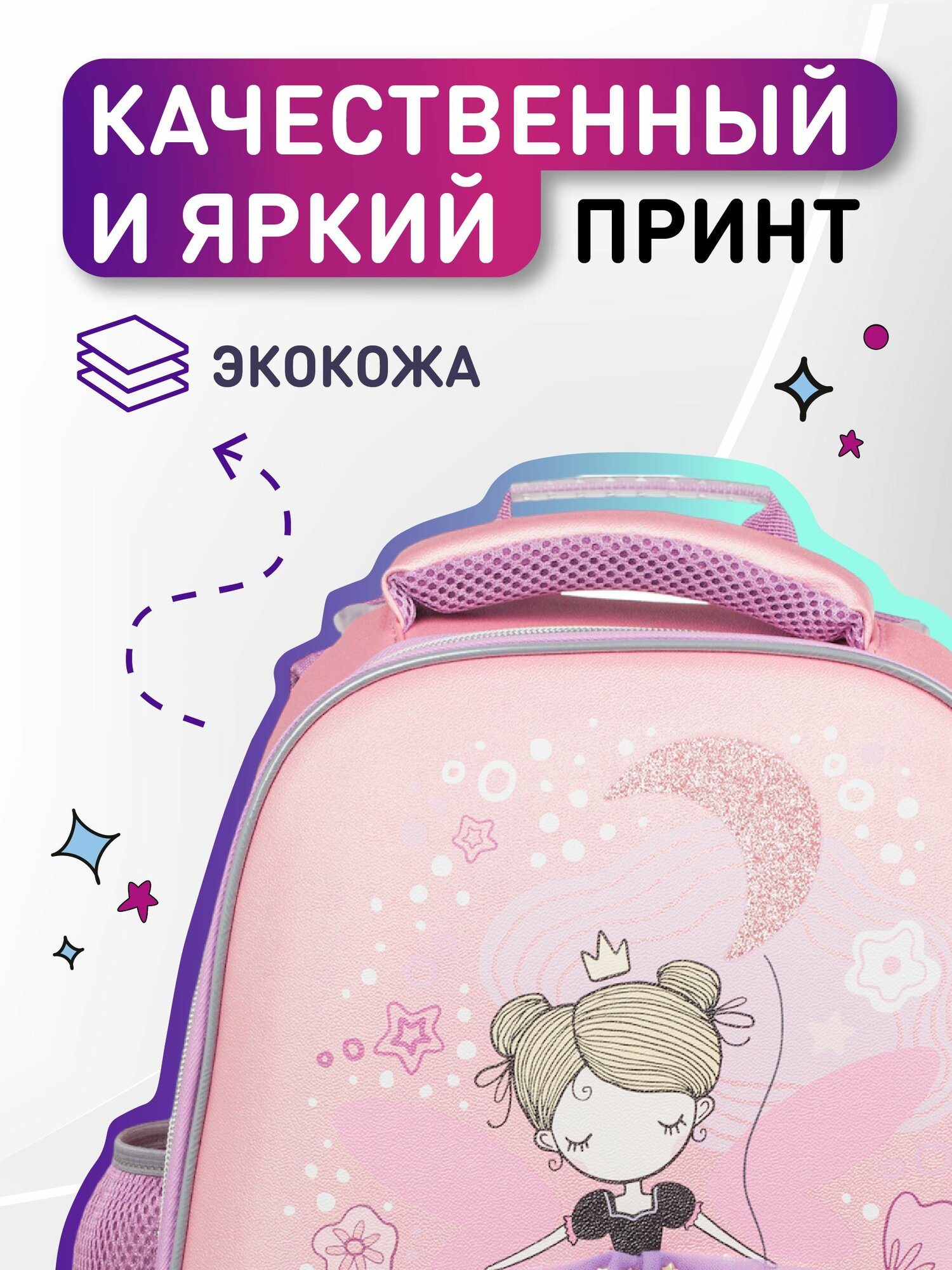 Ранец школьный Комус Класс Basic Фея, ортопедический, 2 отделения, 4 кармана — фото 1