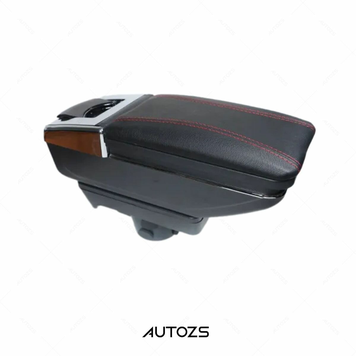 Подлокотник для Opel Astra H 2004-2014 (без USB) / Опель Астра Н 2004-2014, экокожа Черный с красной строчкой — фото 1