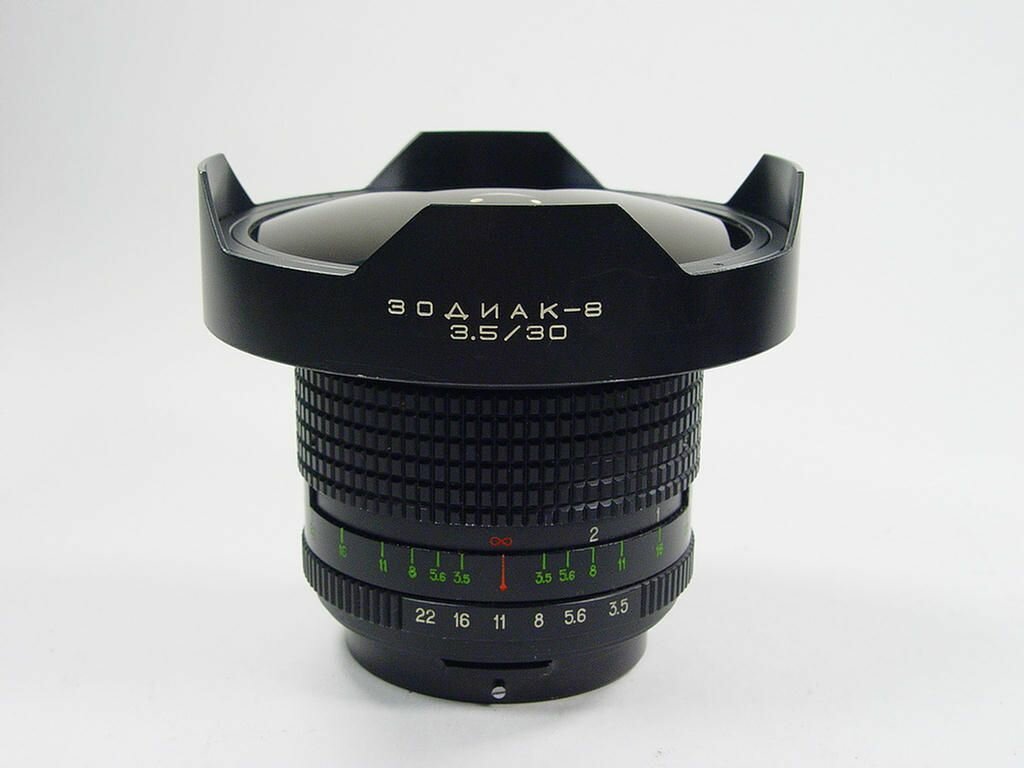 Объектив широкоугольный фишай рыбий глаз Зодиак-8 30mm f/3.5 Пентакон Киев-60