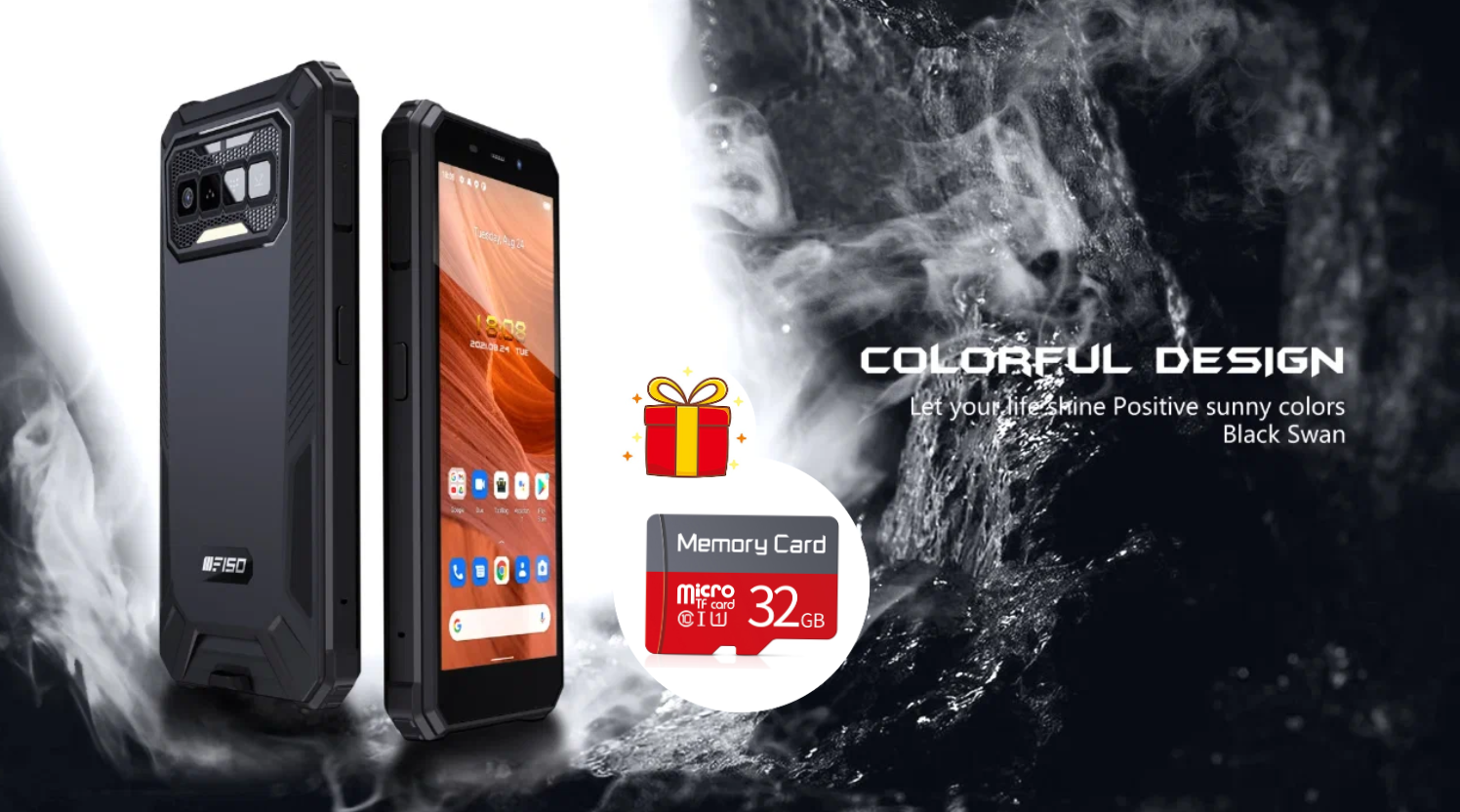 Смартфон iiiF150 H2022 4/32GB + Флешка 32Гб, 4800мАч, Android 11, NFC, Защищенный IP69, Черный