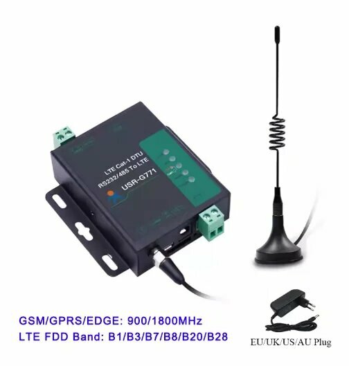 Последовательный порт RS232 RS485 в GSM 4G LTE CAT1 Преобразователь Модель Поддержка MQTT HTTP G771-E, full kit