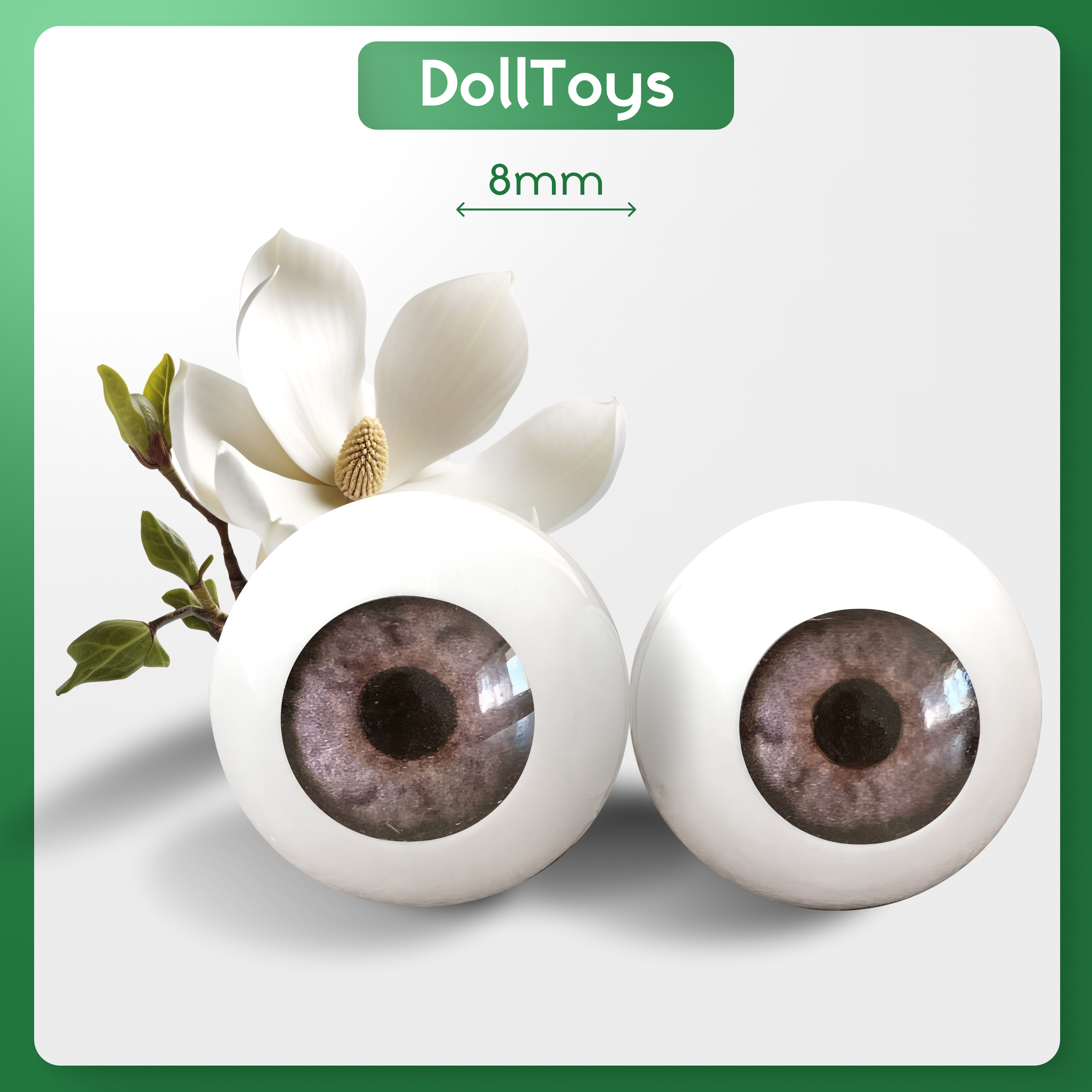 Глаза акриловые для кукол и игрушек круглые 8 мм, цвет светло-серый