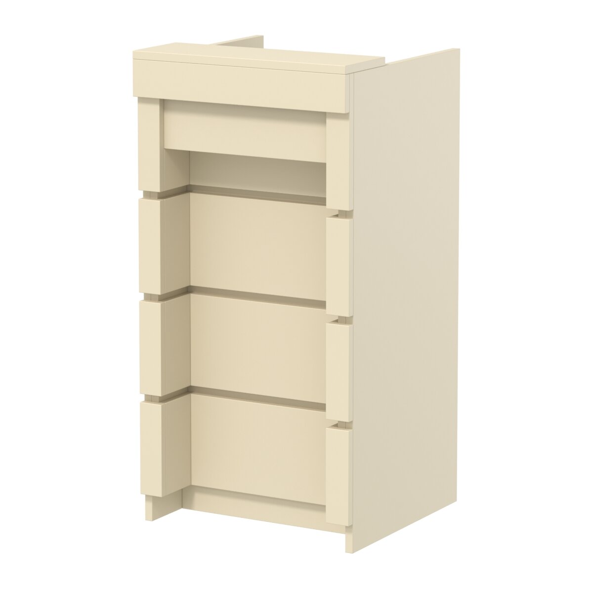 Торговый кассовый прилавок на колесах с утопленным фасадом №УФК-2-1, Крем Вайс