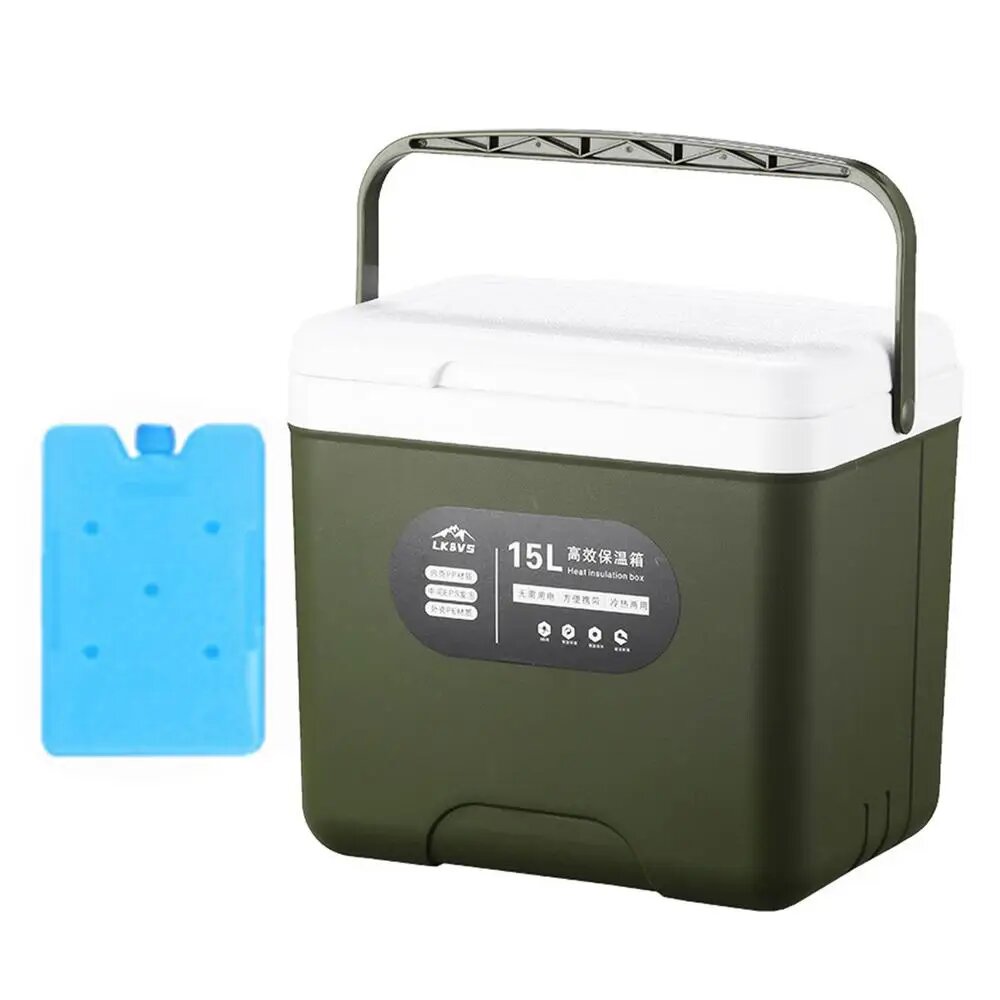 15L Outdoor Incubator Portable Food Storage Box Car Cold Ice Fishing Box Cooler Mini Fridge For Travel Beach Camping, 15L