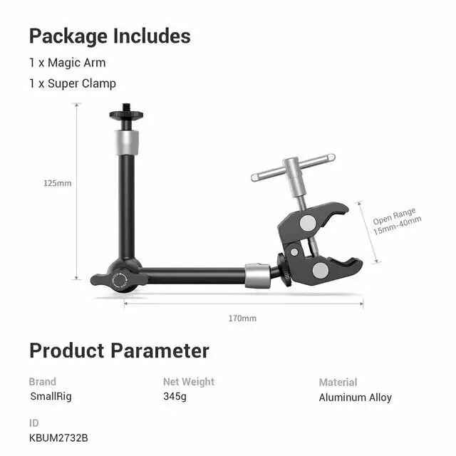 Держатель Magic Arm 9,5" Super Clamp SmallRig KBUM 2732B — фото 1