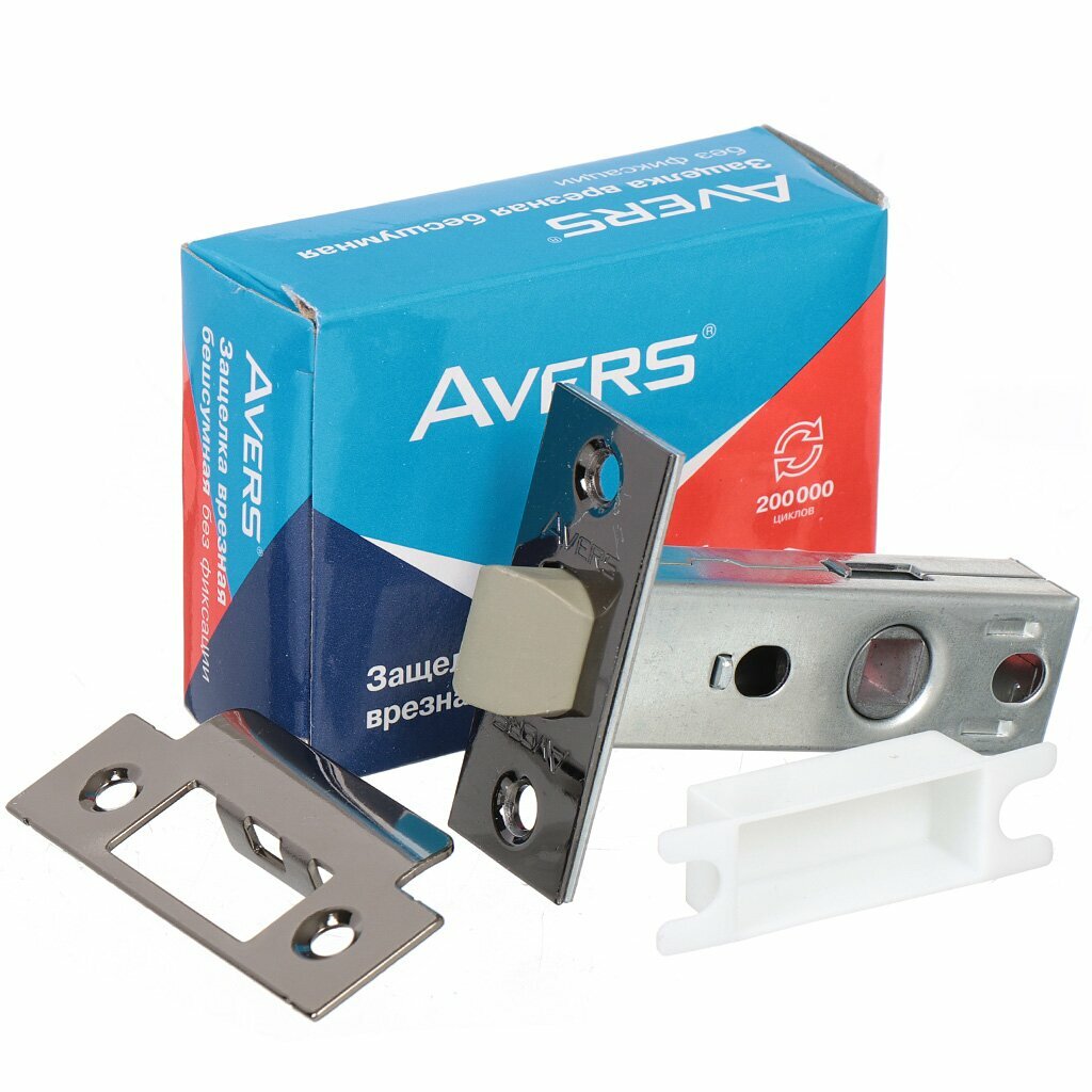 Защелка врезная Avers 5400-P-BN 25345 язычок пластиковый без ручек черный никель
