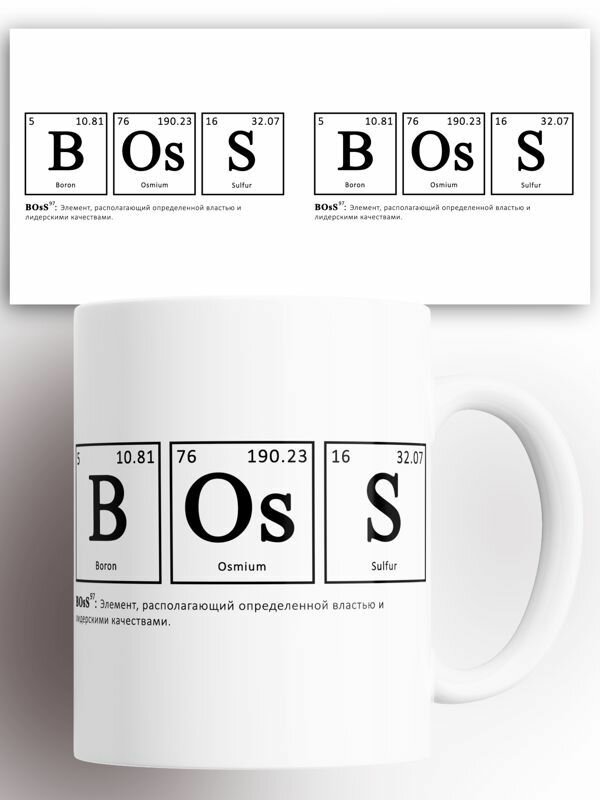 Кружка с принтом Босс элемент распологающий определенной властью 330 мл