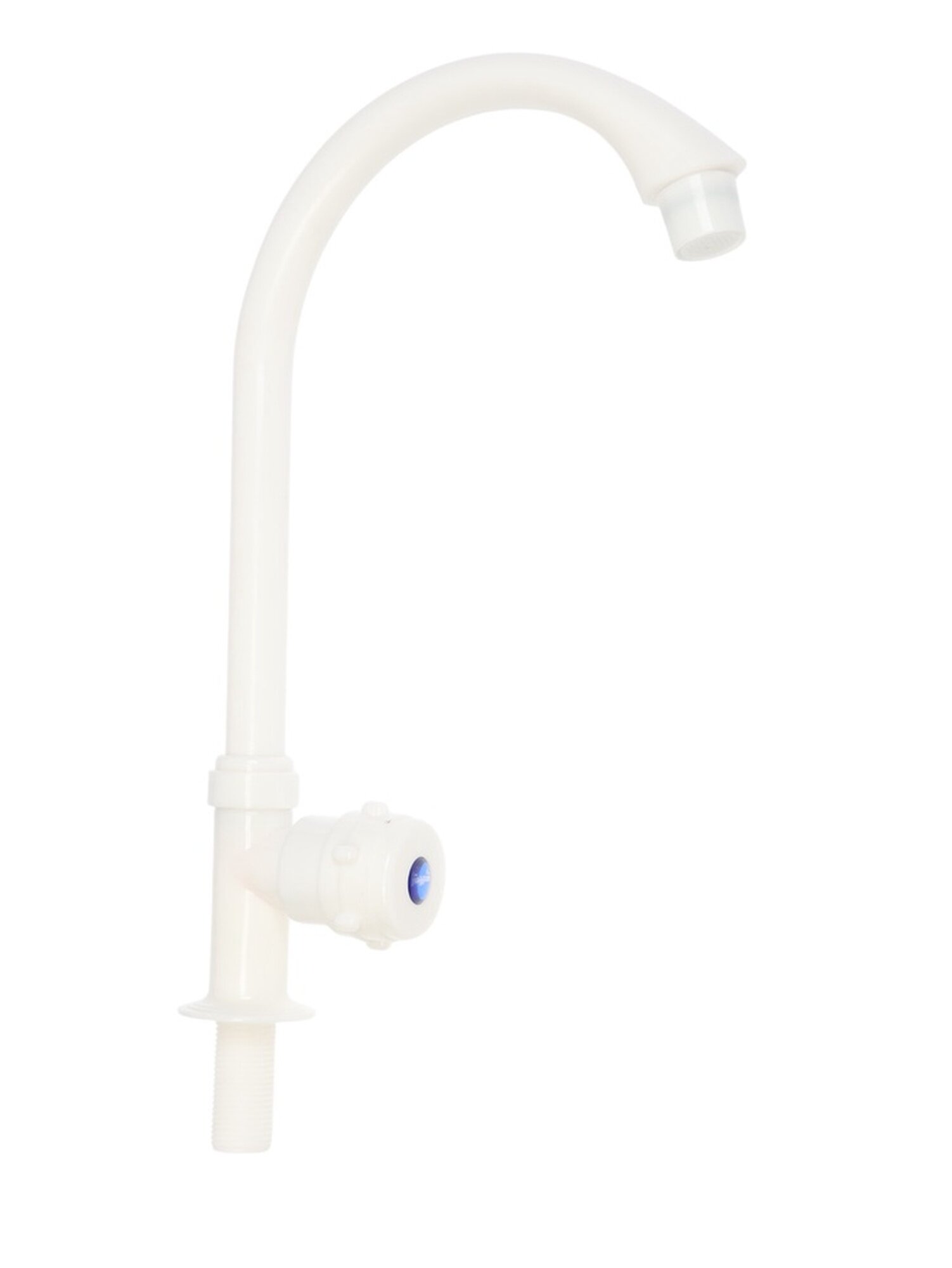 Кран на одну воду ZEIN Z2019 круглая ручка пластик высокий R-образный излив белый