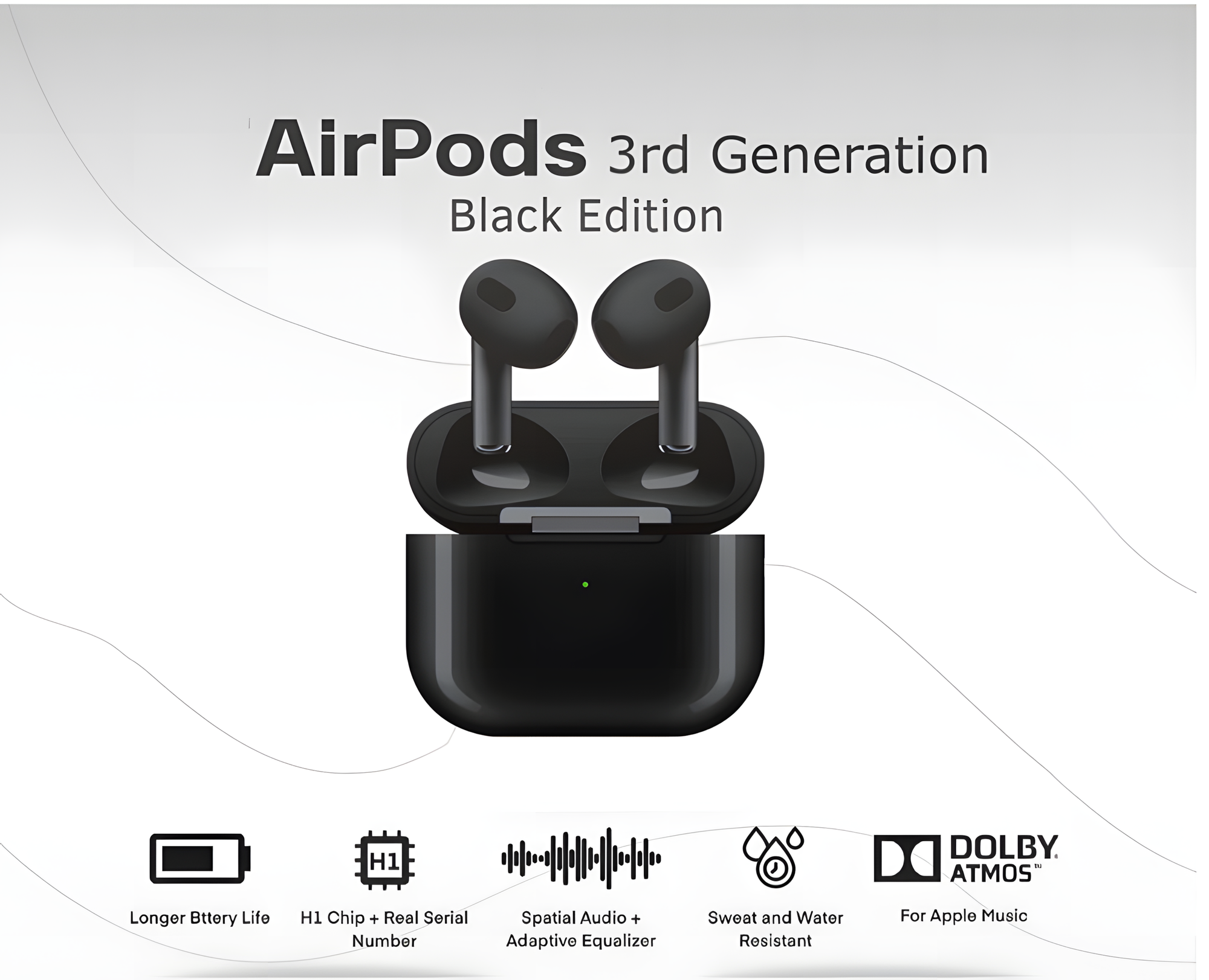 Наушники A.Pods 3 Generation беспроводные , наушники вкладыши, bluetooth, Чёрные