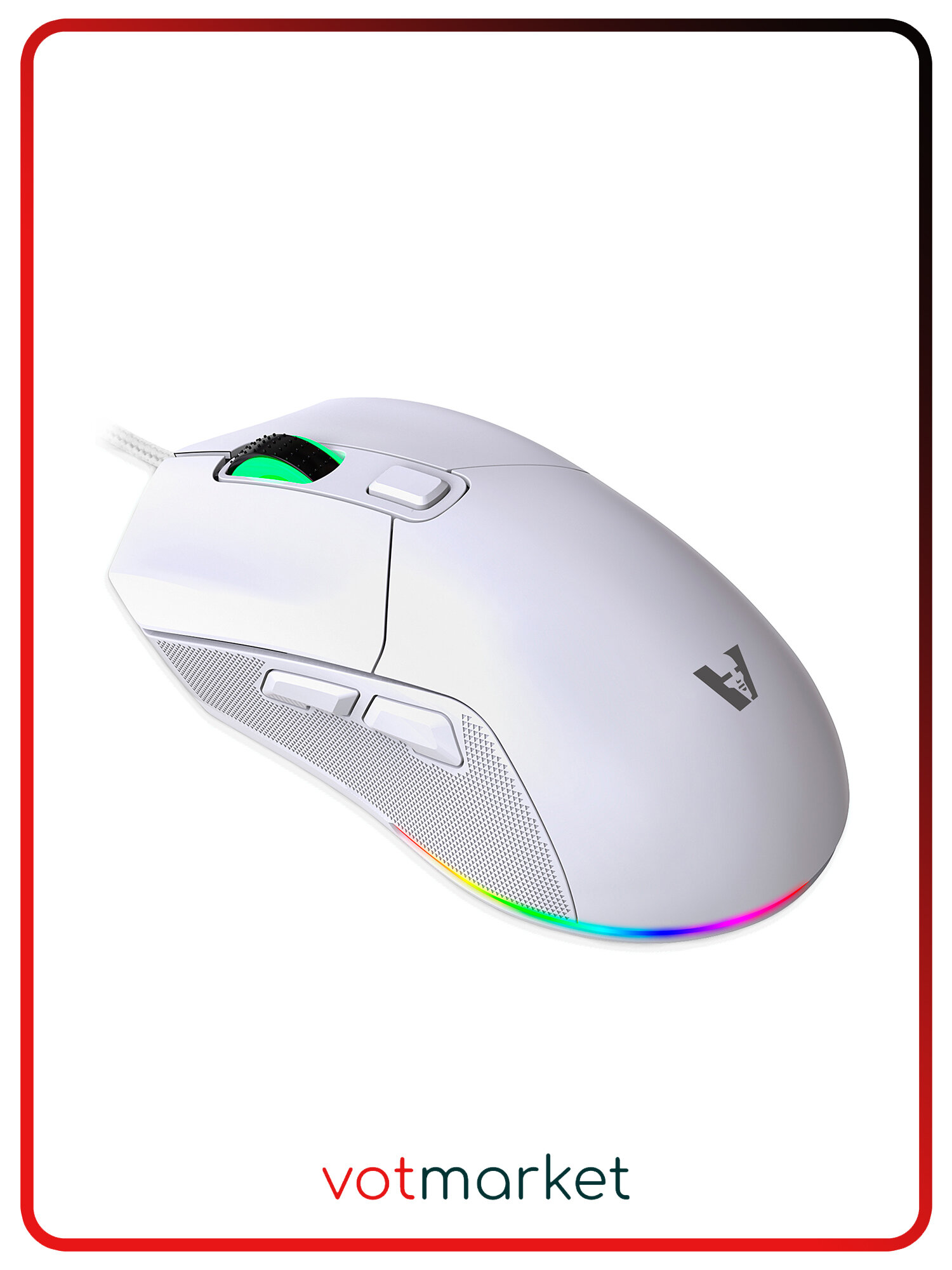 Игровая мышь проводная VOROTEX M3, 7200dpi, RGB, белый