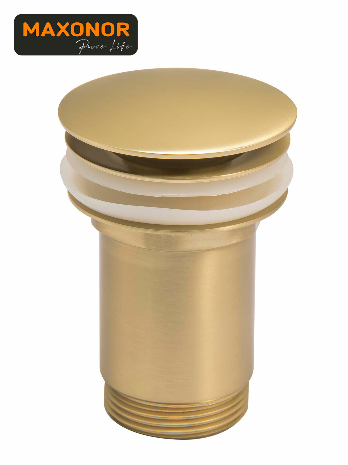 Донный клапан с переливом Maxonor PURE LIFE PL61-6, золото матовое Латунь