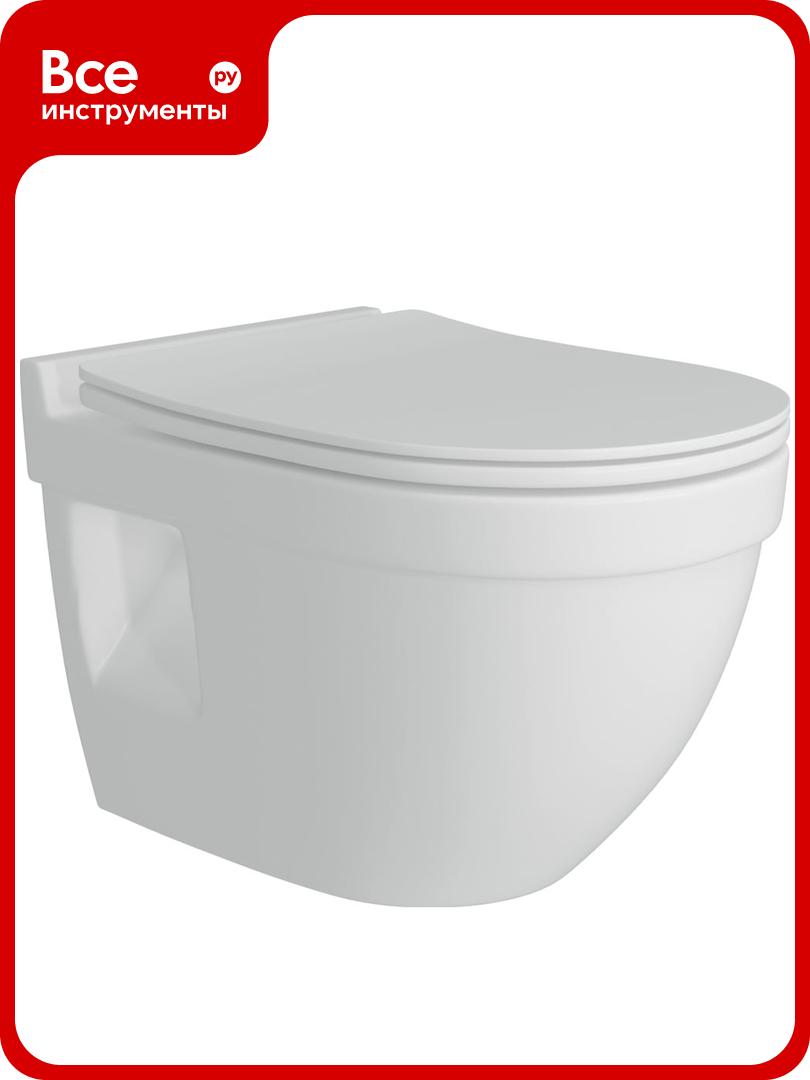 Унитаз Teymi Vitra Pro подвесной безободковый сиденье микролифт T40806 ЦБ-00268560