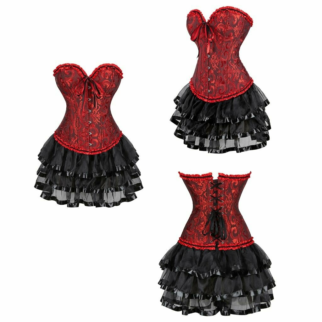 Кружевное корсетное платье в викторианском стиле - черно-синее - S