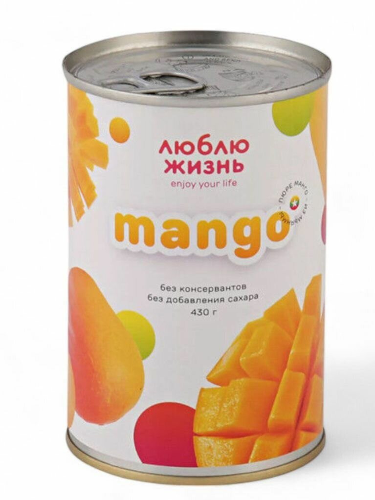 Пюре фруктовое манго без сахара Люблю Жизнь, 430 г, 1 шт