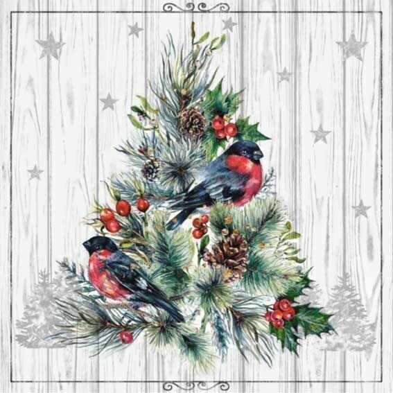 Набор бумажных салфеток Bouquet Home Collection Classic Изящная ель, новогодние, трехслойные, 20 шт