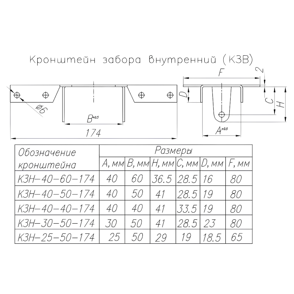 Кронштейн для забора внутренний 40х50х174 мм цинк STARFIX (SMP-17282-1) — фото 1
