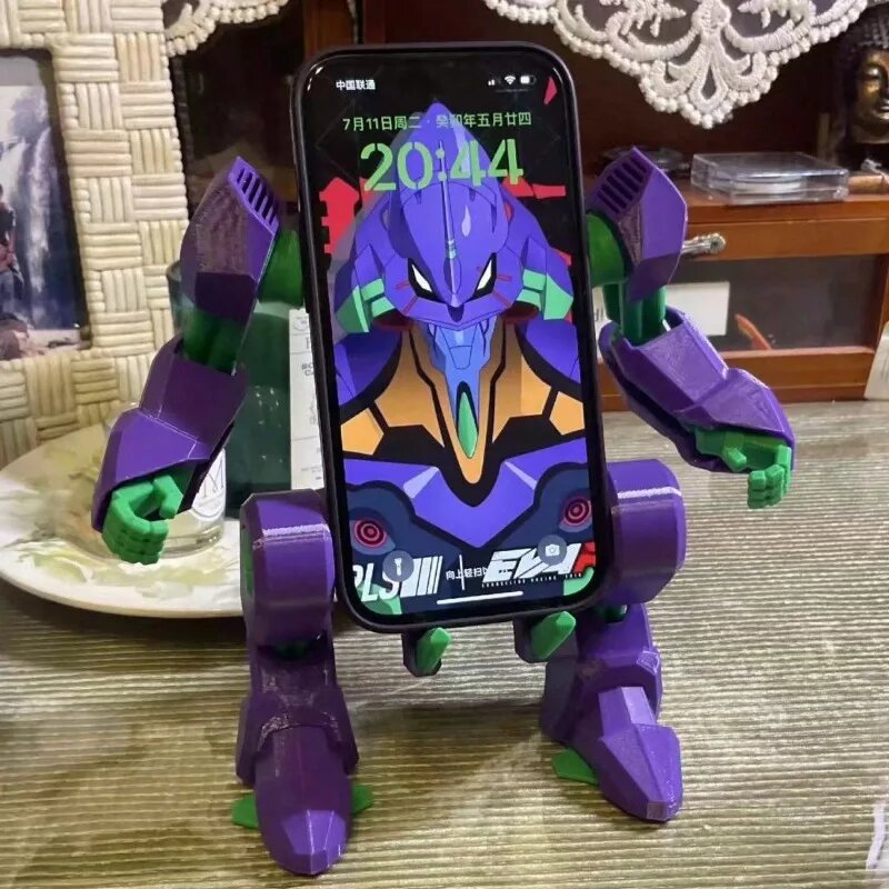 Изображение EVANGELION Desktop Mobile Phone Stand Anime Phone Holder for IPhone Xiaomi Huawei Support Cartoon Desk Ornaments Model Toys Gift, Фиолетовый, Унисекс