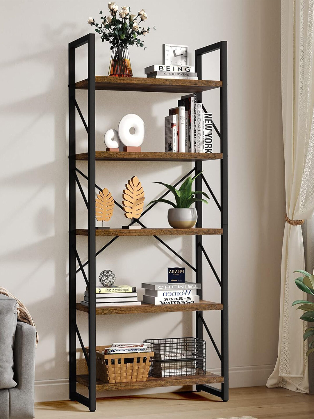 Деревянная книжная полка, удобное хранение книг, полка настенная