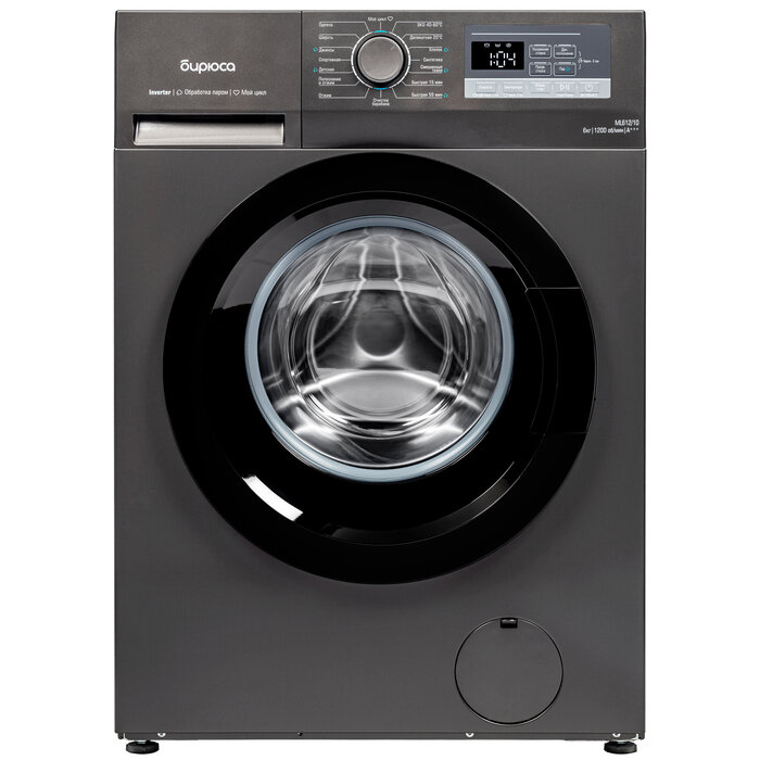 Стиральная машина Бирюса WM-ML612/10 DM, до 6 кг, 1200 об/мин, инверторный мотор, с паром, темный металлик