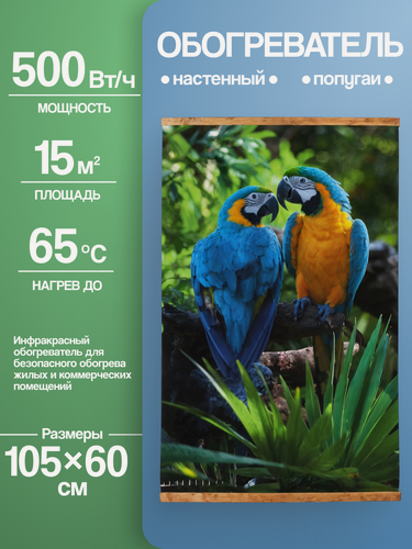 Изображение товара Электрообогреватель настенный Домашний очаг Попугаи, инфракрасный