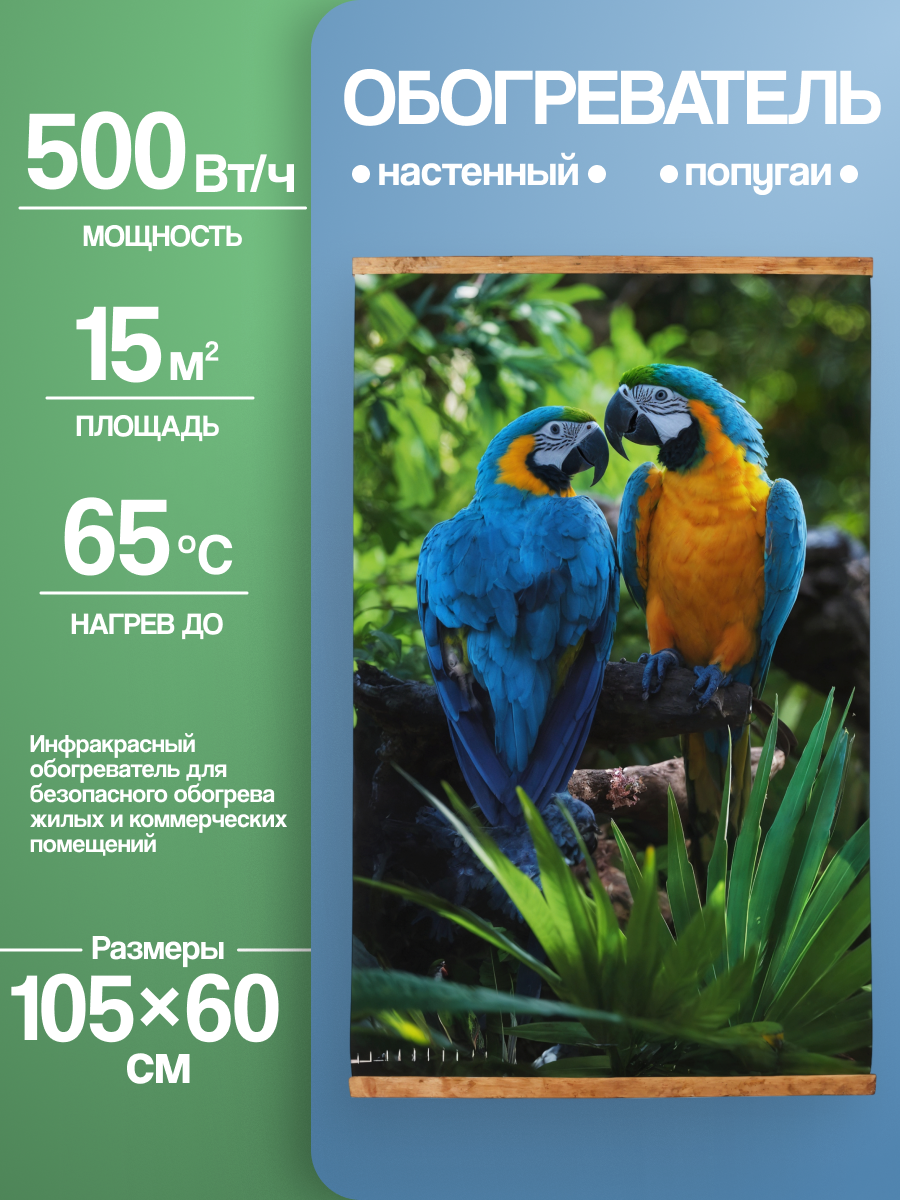 Электрообогреватель настенный Домашний очаг Попугаи инфракрасный