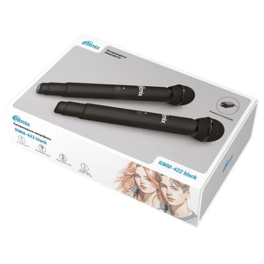 Радиосистема на два микрофона Ritmix RWM-422 black — фото 1