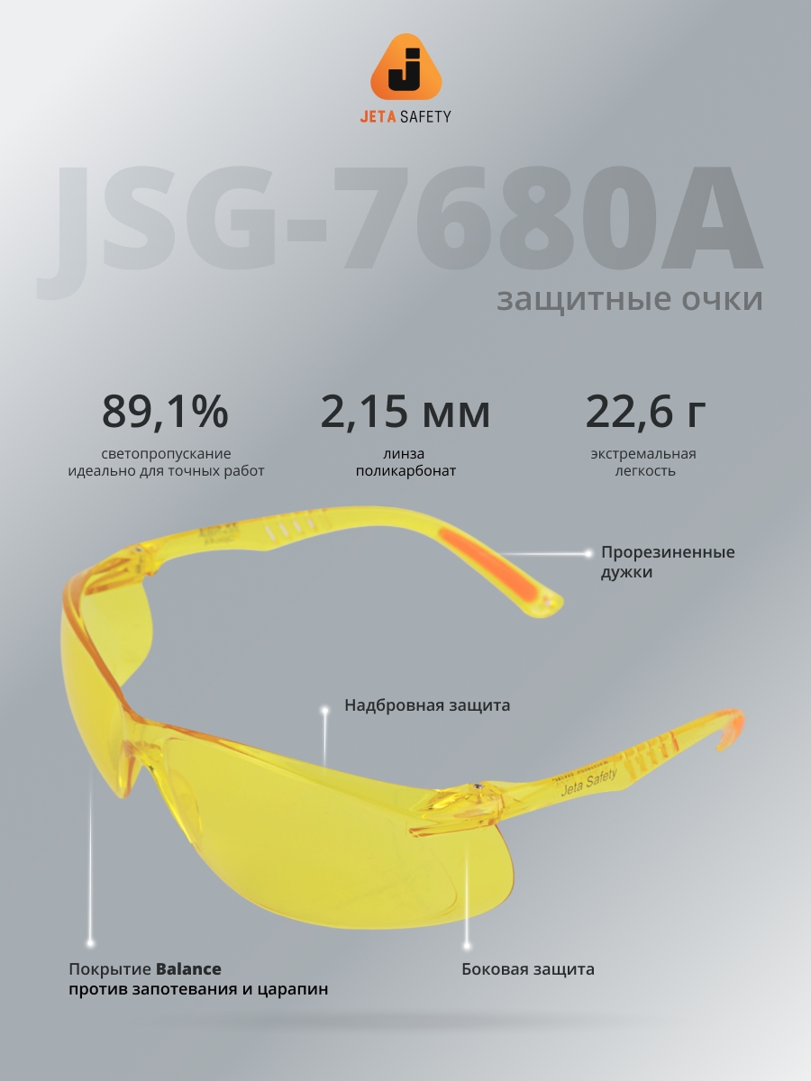 Защитные очки с покрытием против запотевания и царапин JSG-7680A Optic-Fit с чехлом для очков