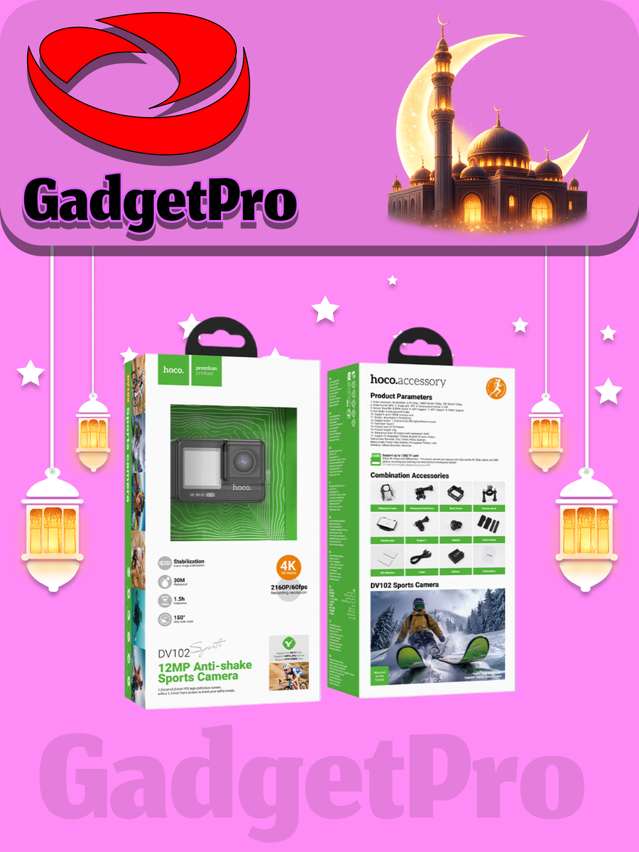 Экшн-камера Hoco DV102 Sports 12MP 4K с анти-шейком: для спорта и активного отдыха